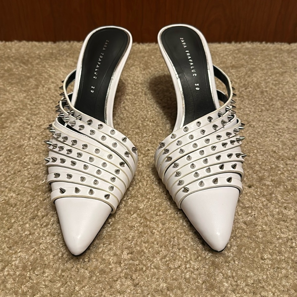 Zara white studded heels